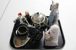 A tray of decorative china ornaments,