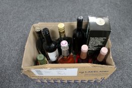 Nine bottles of alcohol - rose, heather cream liqueur,