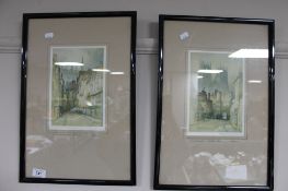 A pair of colour prints after F Robson depicting scenes of York Minster (2)