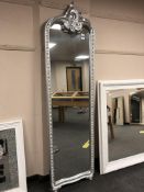 A chrome coloured framed cheval mirror CONDITION REPORT: 208cm high by 58cm wide.