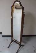 A mahogany cheval mirror