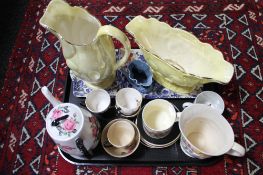 A tray of two pieces of Maling, coronation mug,