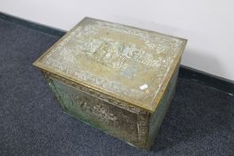 A brass embossed storage box