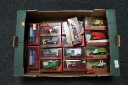 A box of die cast model vehicles, models of yesteryear,