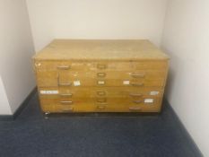 A large six drawer plan chest CONDITION REPORT: 144cm wide by 92cm deep by 79cm