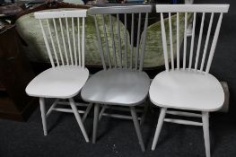 Three painted contemporary kitchen chairs