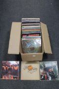 A large box of LP records, pop, rock, etc including Neil Young, Bob Dylan,