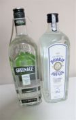 Two bottles of gin - Bombay London Dry 1l and Greenalls London dry gin 1l.