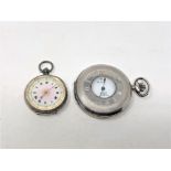 A modern silver half-hunter pocket watch signed Mulberry, 17 jewels,
