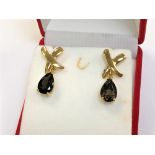 A pair of 10ct gold brown quartz drop earrings CONDITION REPORT: 4.