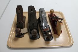 Four wood working planes - Stanley no. 4, 4.5, Acorn.