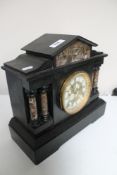 A Victorian marble and slate mantel clock