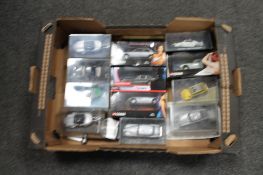 A box of die cast model vehicles,