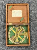 An antique brass surveying instrument by J and W Archbutt in fitted box