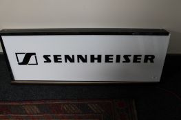 A Sennheiser illuminated sign
