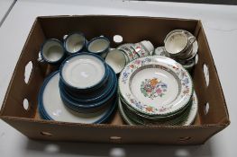 A box of Wedgwood blue pacific coffee and dinner plates,
