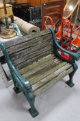 A good quality antique cast iron garden single seat, width 88 cm.