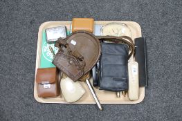 A tray of dressing table set, leather sporran,