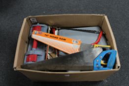 A box containing three saws,