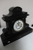 A Victorian slate and marble mantel clock