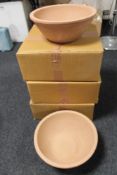Three boxes of terracotta planters together with two further planters CONDITION REPORT: