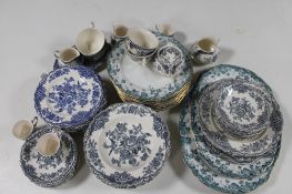 A quantity of antique and later tea and dinner ware, Bristol Crown ducal china,