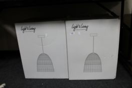 Two boxed pendant style light fittings