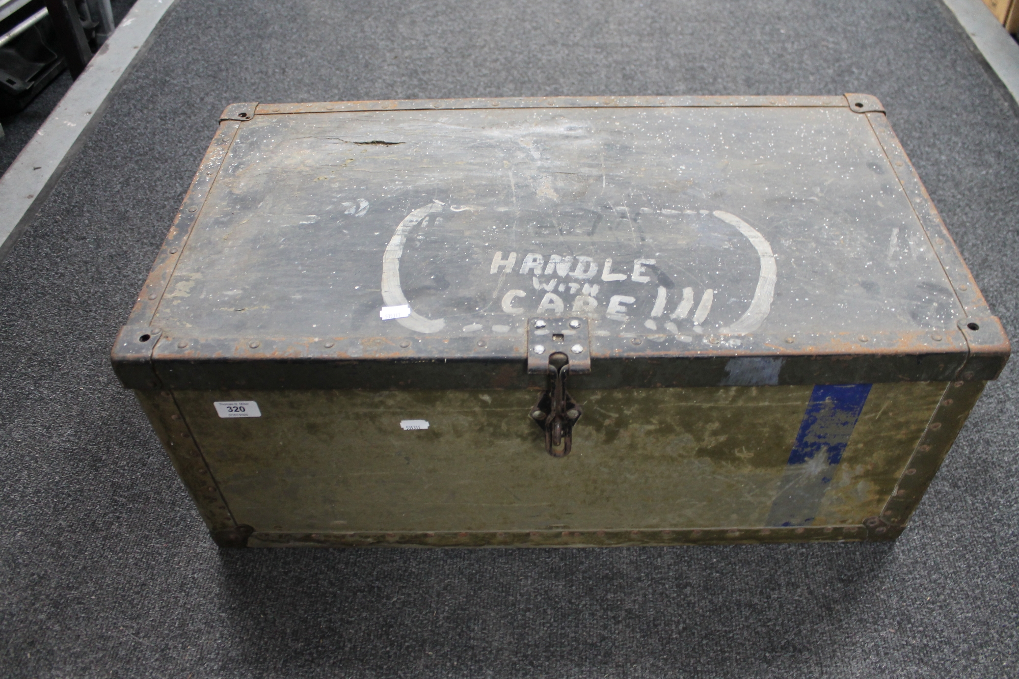 A vintage metal bound trunk