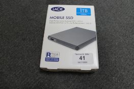 Lacie : Mobile SSD, 1TB, High Performance External SSD, model LRD0TUA, brand new, box still sealed.