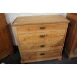 A 19th century pine four drawer chest.