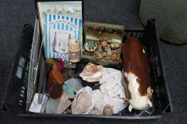 A crate of ceramic Bull figure,