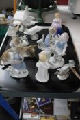 A tray of ceramic figures,
