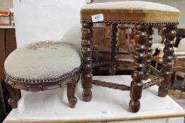 Two tapestry topped footstools.