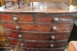 A Victorian mahogany six drawer chest and two occasional tables