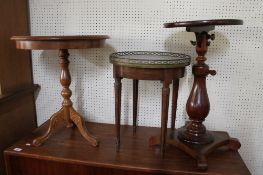 Three small occasional tables, one with marble top.