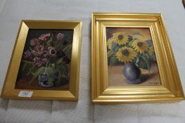 Continental school - two still life studys of flowers ,