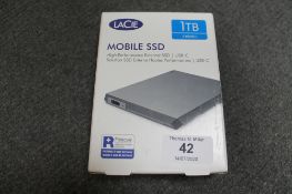 Lacie : Mobile SSD, 1TB, High Performance External SSD, model LRD0TUA, brand new, box still sealed.