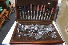 A mahogany canteen of silver plated cutlery