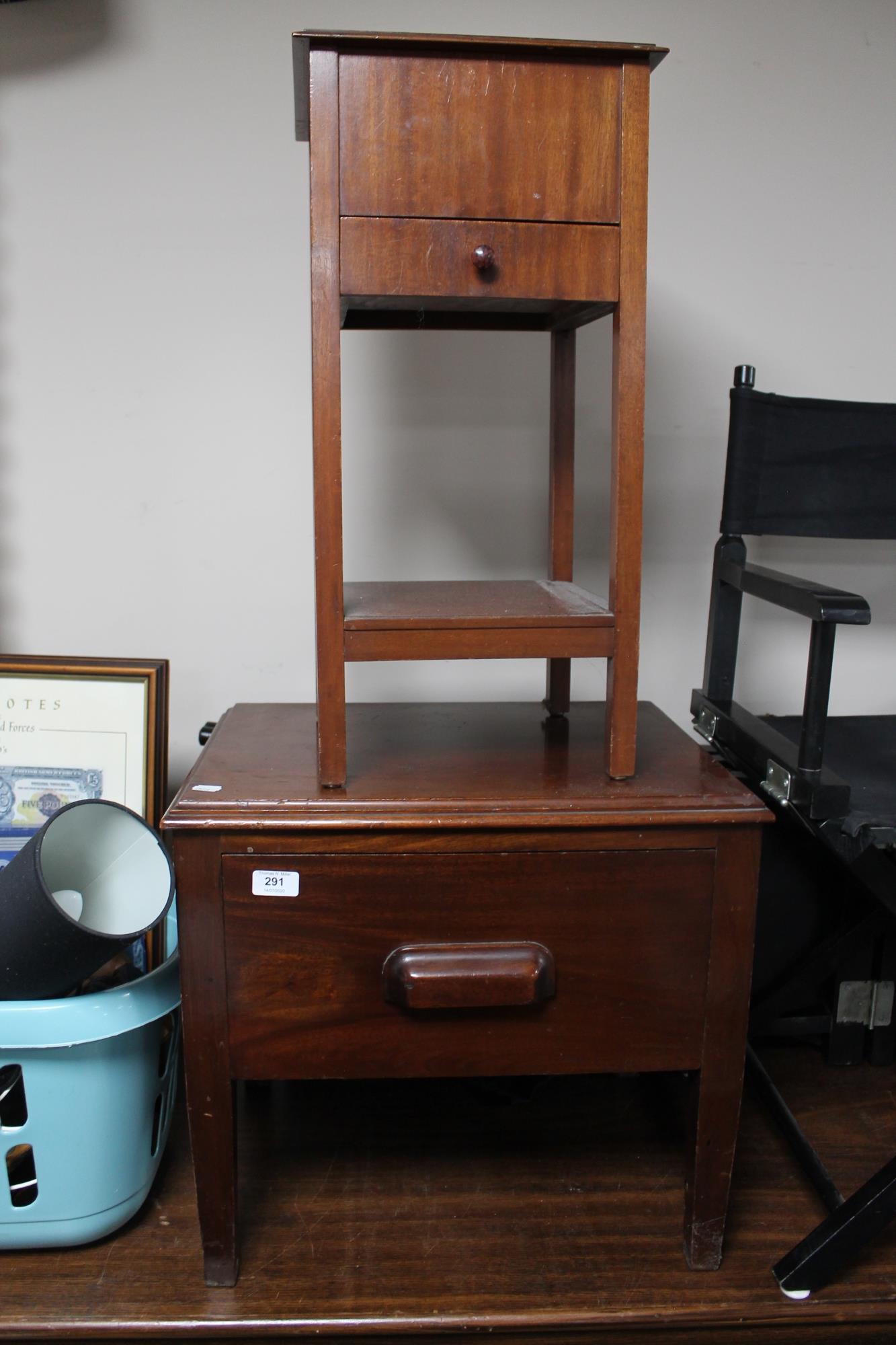 A mahogany single drawer stand together with a bedside stand