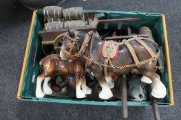A crate of shire horse ornaments,