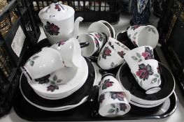 A tray of Royal Albert Masquerade black and white tea china