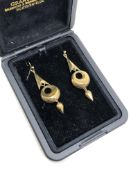 A pair of Victorian gold drop earrings