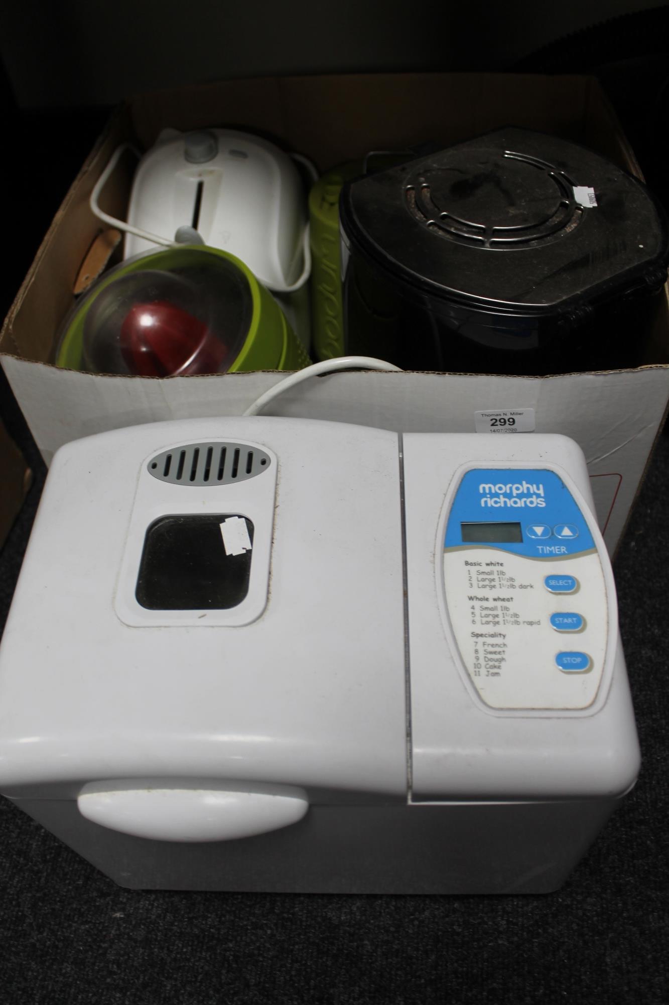 A box of Morphy Richards bread maker,