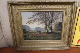Gilt framed oil on canvas - woodland