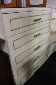 Three sections of high gloss bedroom furniture - dressing table, pair of bedside cabinets,