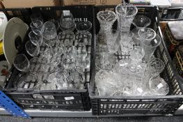 Two crates of glass and cut crystal