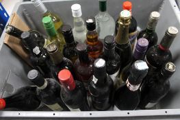 A box of approximately twenty bottles of wine,