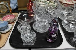 A tray of cut crystal basket,