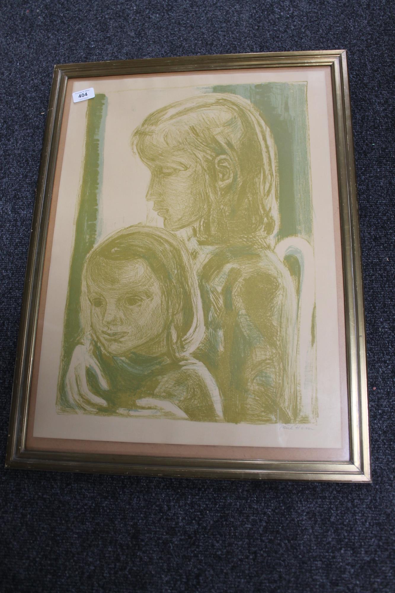 A signed colour print - two children