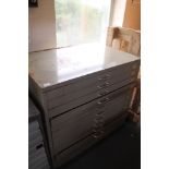 A ten drawer metal plan chest.